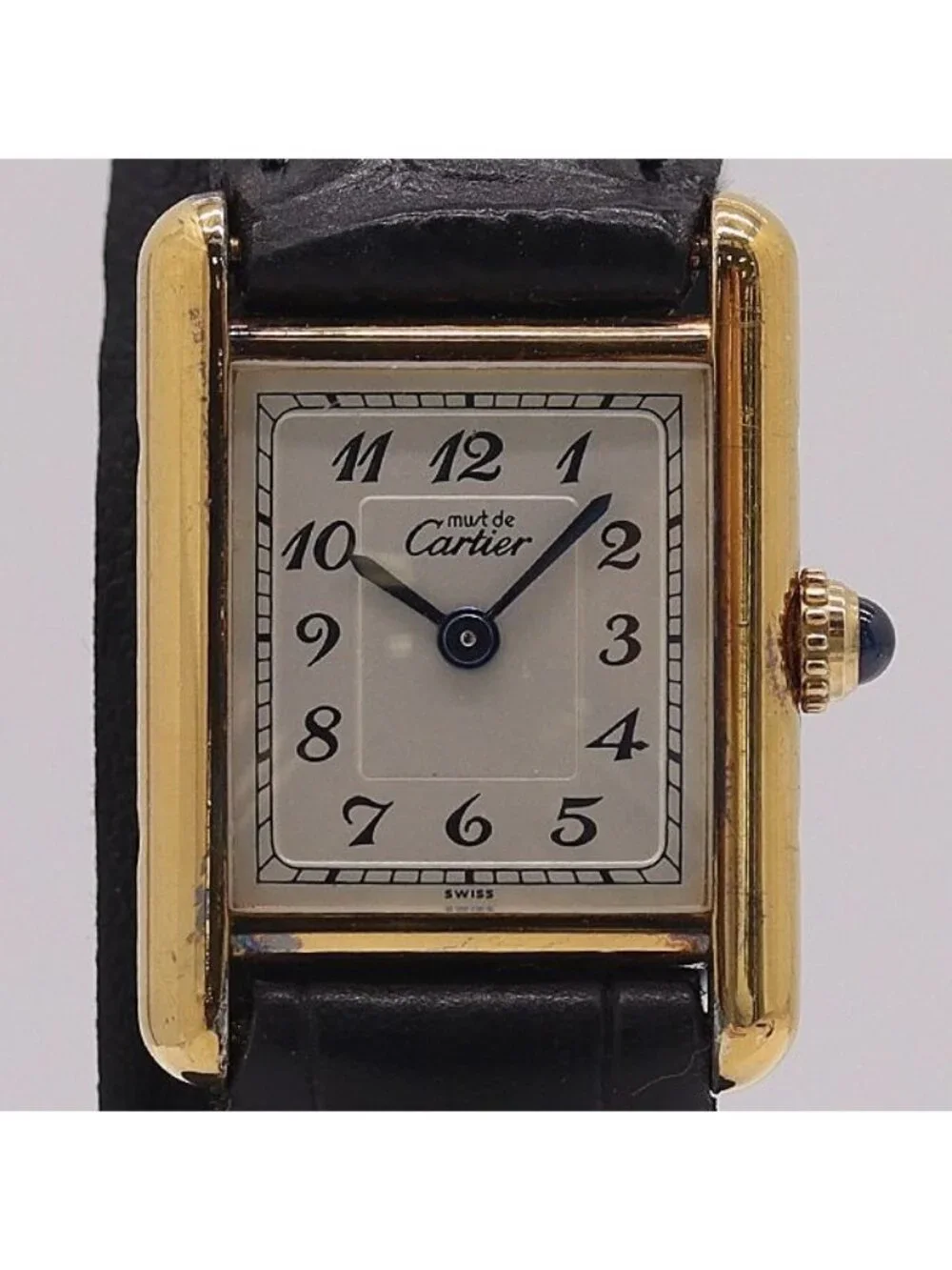 Cartier Must Tank Vermeil 925 Sterling Silver Quartz Dial Watch 8 Ant Tam